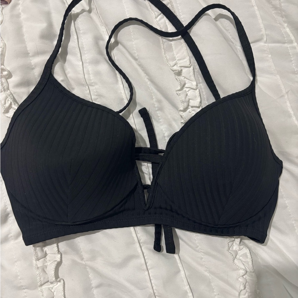Shade & Shore Swim Top Size 36C Lightly Lined Black Underwire Lightly Padded